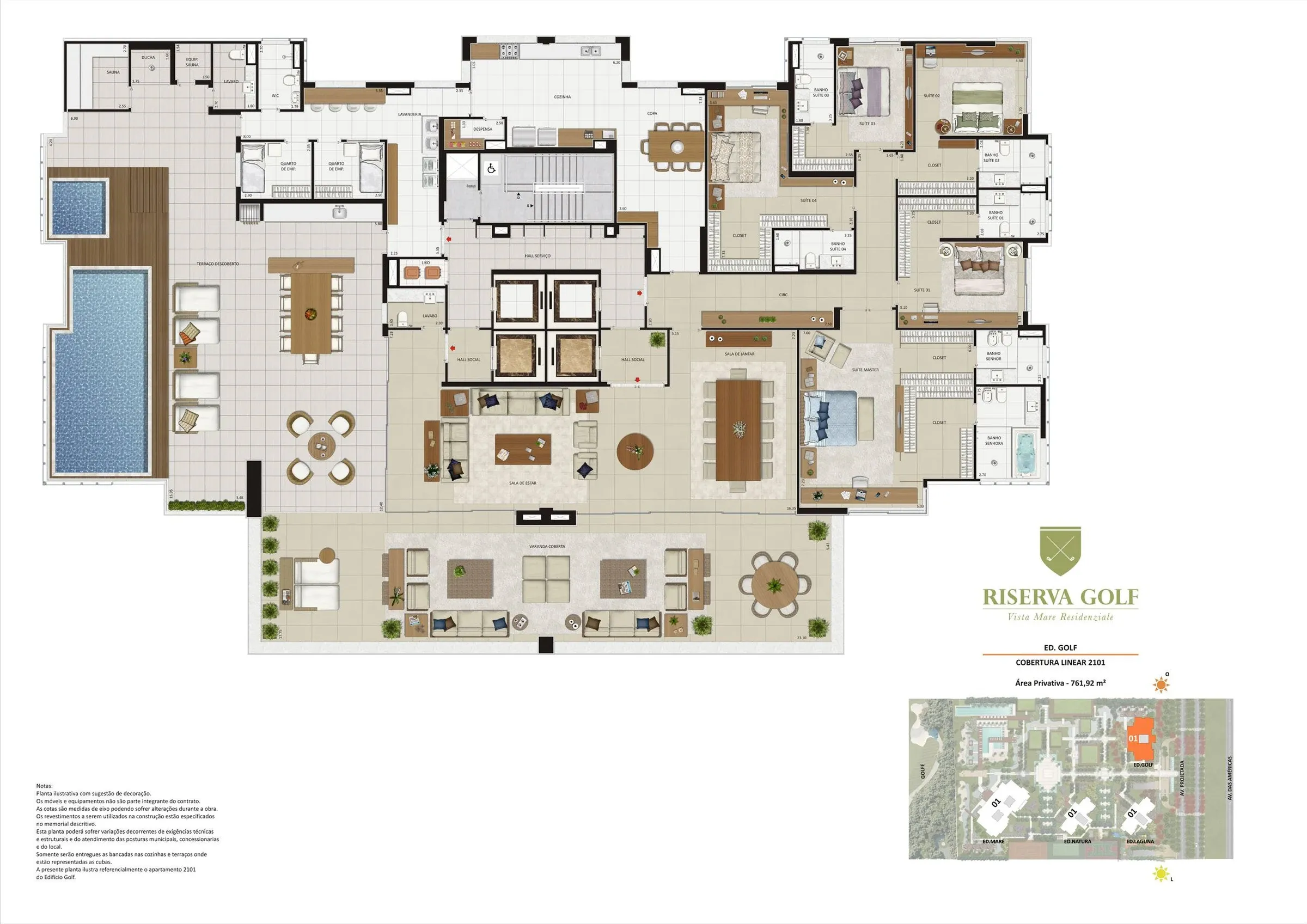 Planta Cobertura golf 761m2 — Riserva Golf