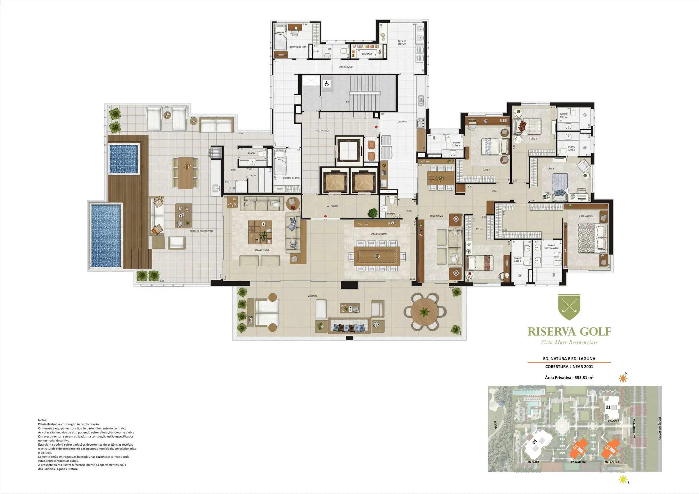 Planta Cobertura natura e laguna 555m2 — Riserva Golf