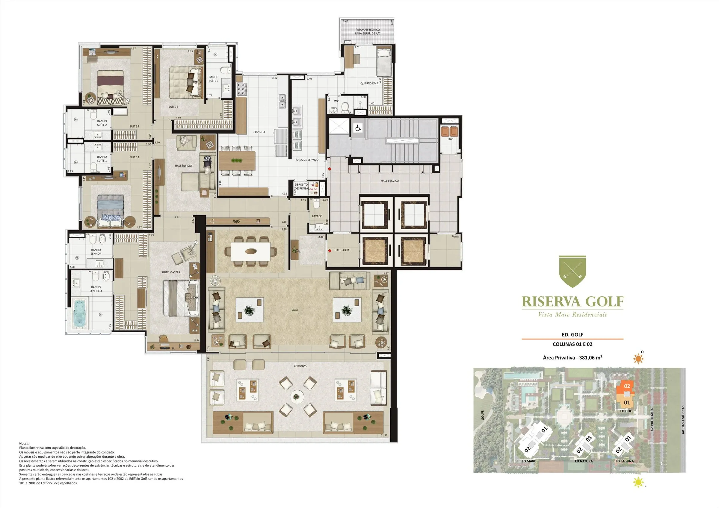Planta Golf 381m2 4 suites — Riserva Golf